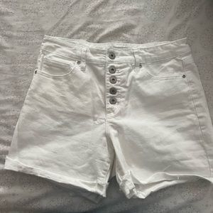 High waisted white jean shorts